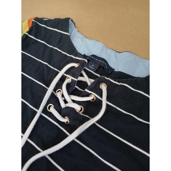 Tommy Hilfiger T Shirt Dress Womens M Blue Striped Nautical Maritime Preppy - Picture 6 of 8